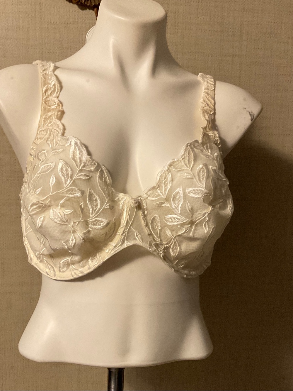 Bali Ivory Lace Underwire Bra with Leaf Embroidery